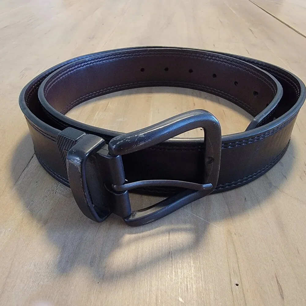 Levi's Belt Men's Brown Black Coated Leather Reversible Metal‎ Buckle 36 Classic